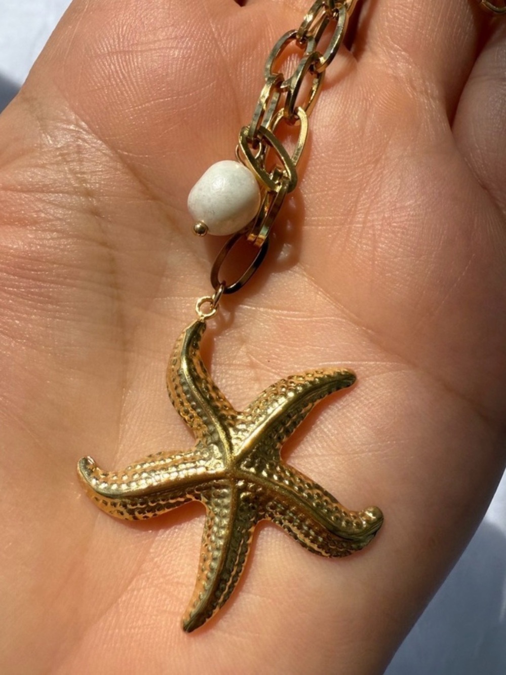 18K Gold Stainless Steel Starfish
Pearl Pendant Necklace - Picture 6 of 6